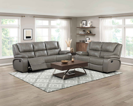 Ellicott Gray Double Reclining Loveseat by Homelegance at Eve Furniture