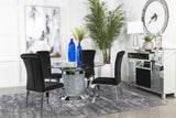 Ellie Mirror/Black 5-Piece Cylinder Pedestal Dining Set