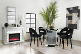 Ellie Mirror/Black 5-Piece Pedestal Counter Height Dining Set