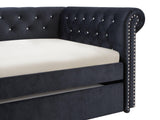 Ellie Black Velvet Twin Daybed with Trundle by Crown Mark at Eve Furniture