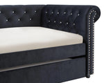 Ellie Black Velvet Twin Daybed with Trundle by Crown Mark at Eve Furniture