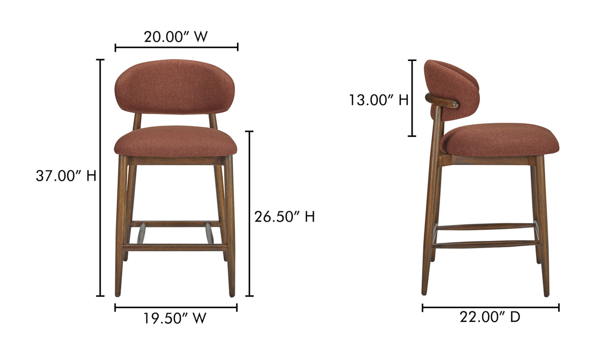 Ellie Counter Stool Rust by Moe's Home at Eve Furniture