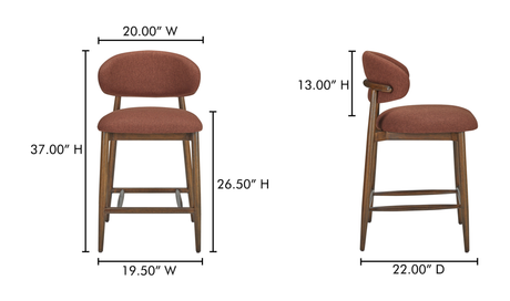 Ellie Counter Stool Rust by Moe's Home at Eve Furniture