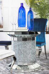 Ellie Mirror Cylinder Pedestal Glass Top Dining Table