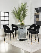 Ellie Mirror/Black 5-Piece Pedestal Counter Height Dining Set by Coaster at Eve Furniture
