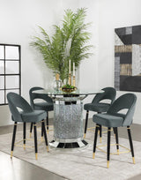 Ellie Mirror/Gray 5-Piece Pedestal Counter Height Dining Set by Coaster at Eve Furniture