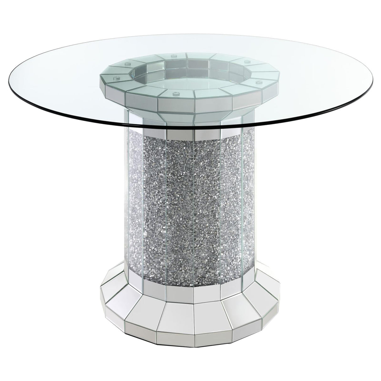 Ellie Mirror Pedestal Round Glass Top Counter Height Table