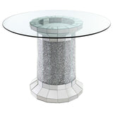 Ellie Mirror Pedestal Round Glass Top Counter Height Table