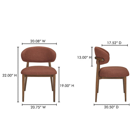 Ellie Rust Dining Chair by MOES at Eve Furniture