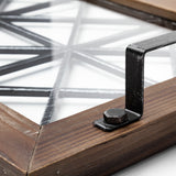 Ellingson 28L x 13W Black Rectangular Metal Glass Wood Bottom Tray by Mercana at Eve Furniture