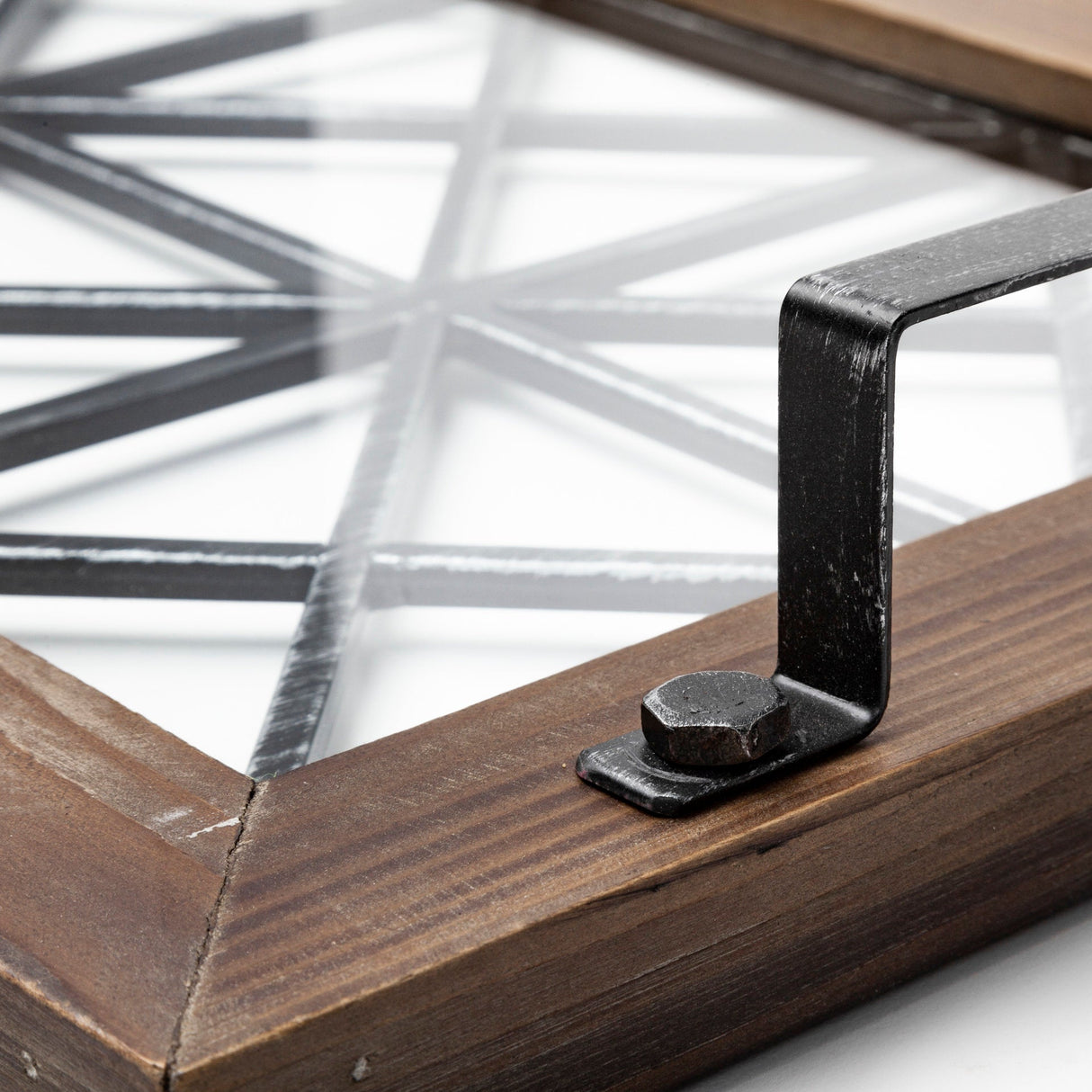 Ellingson Black Rectangular Metal Glass Wood Bottom Tray by Mercana at Eve Furniture