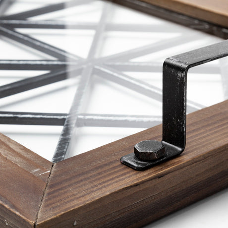 Ellingson Black Rectangular Metal Glass Wood Bottom Tray by Mercana at Eve Furniture