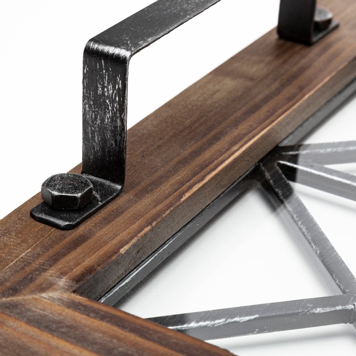 Ellingson Black Rectangular Metal Glass Wood Bottom Tray by Mercana at Eve Furniture