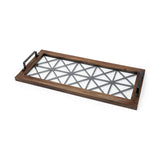 Ellingson Black Rectangular Metal Glass Wood Bottom Tray by Mercana at Eve Furniture