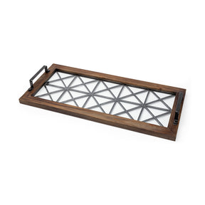 Ellingson Black Rectangular Metal Glass Wood Bottom Tray by Mercana at Eve Furniture
