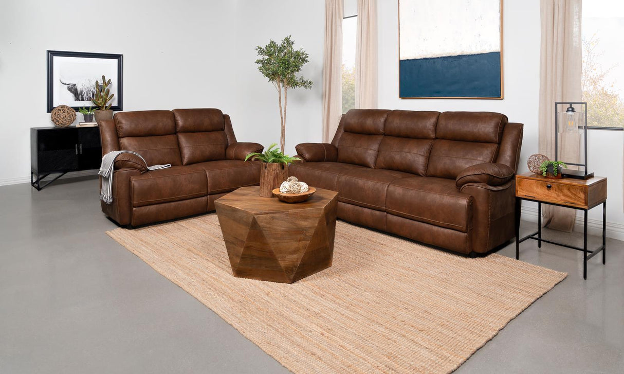 Ellington Dark Brown 2-piece Upholstered Padded Arm Sofa Set by Coaster at Eve Furniture