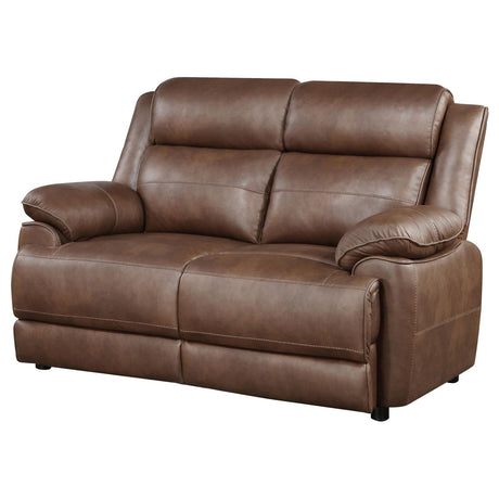 Ellington Dark Brown Upholstered Padded Arm Loveseat by Coaster at Eve Furniture