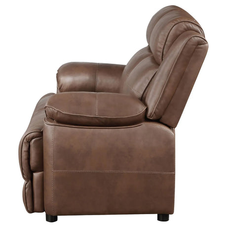Ellington Dark Brown Upholstered Padded Arm Loveseat by Coaster at Eve Furniture