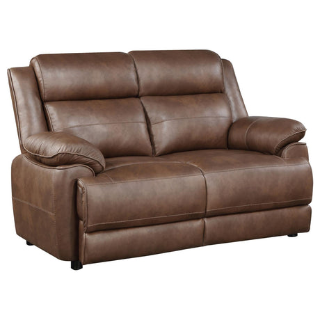 Ellington Dark Brown Upholstered Padded Arm Loveseat by Coaster at Eve Furniture