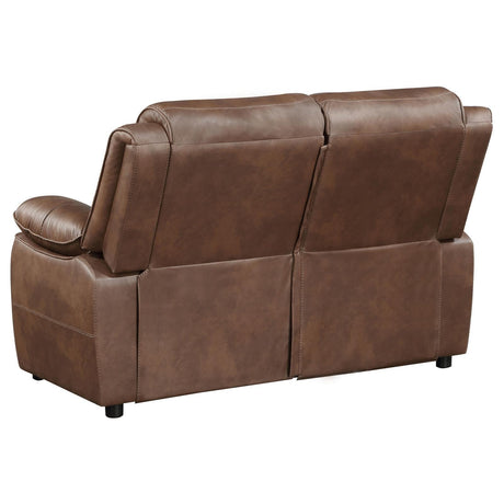 Ellington Dark Brown Upholstered Padded Arm Loveseat by Coaster at Eve Furniture