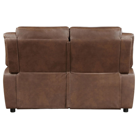 Ellington Dark Brown Upholstered Padded Arm Loveseat by Coaster at Eve Furniture