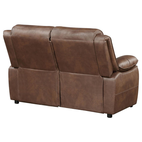 Ellington Dark Brown Upholstered Padded Arm Loveseat by Coaster at Eve Furniture
