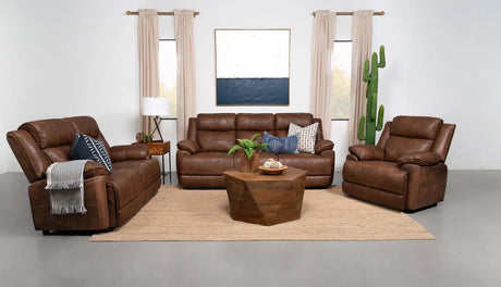 Ellington Dark Brown Upholstered Padded Arm Sofa by Coaster at Eve Furniture