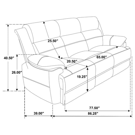 Ellington Dark Brown Upholstered Padded Arm Sofa by Coaster at Eve Furniture