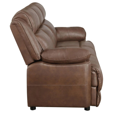 Ellington Dark Brown Upholstered Padded Arm Sofa by Coaster at Eve Furniture
