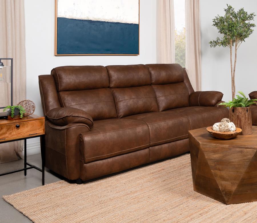 Ellington Dark Brown Upholstered Padded Arm Sofa by Coaster at Eve Furniture
