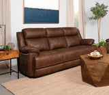 Ellington Dark Brown Upholstered Padded Arm Sofa by Coaster at Eve Furniture