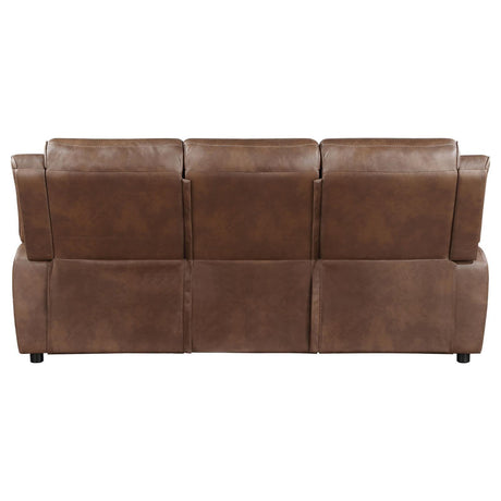 Ellington Dark Brown Upholstered Padded Arm Sofa by Coaster at Eve Furniture
