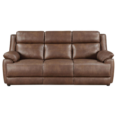 Ellington Dark Brown Upholstered Padded Arm Sofa by Coaster at Eve Furniture
