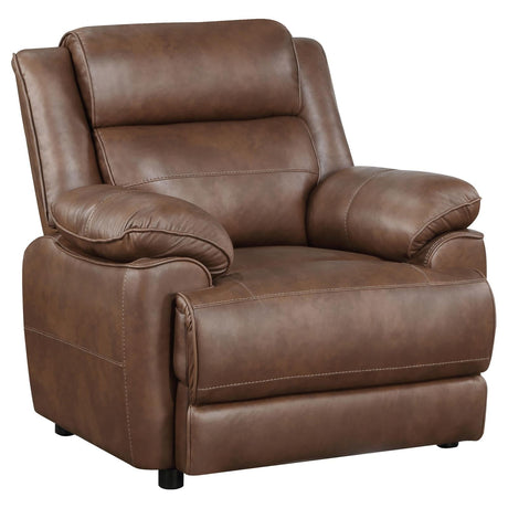 Ellington Dark Brown Upholstered Padded Reclining Living Room Set by Coaster at Eve Furniture