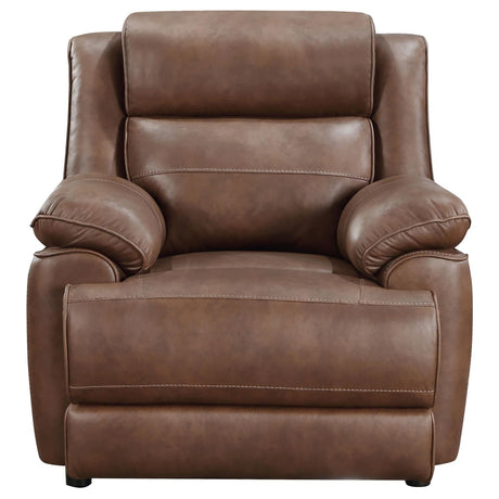 Ellington Dark Brown Upholstered Padded Reclining Living Room Set by Coaster at Eve Furniture