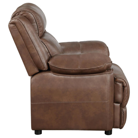 Ellington Dark Brown Upholstered Padded Reclining Living Room Set by Coaster at Eve Furniture