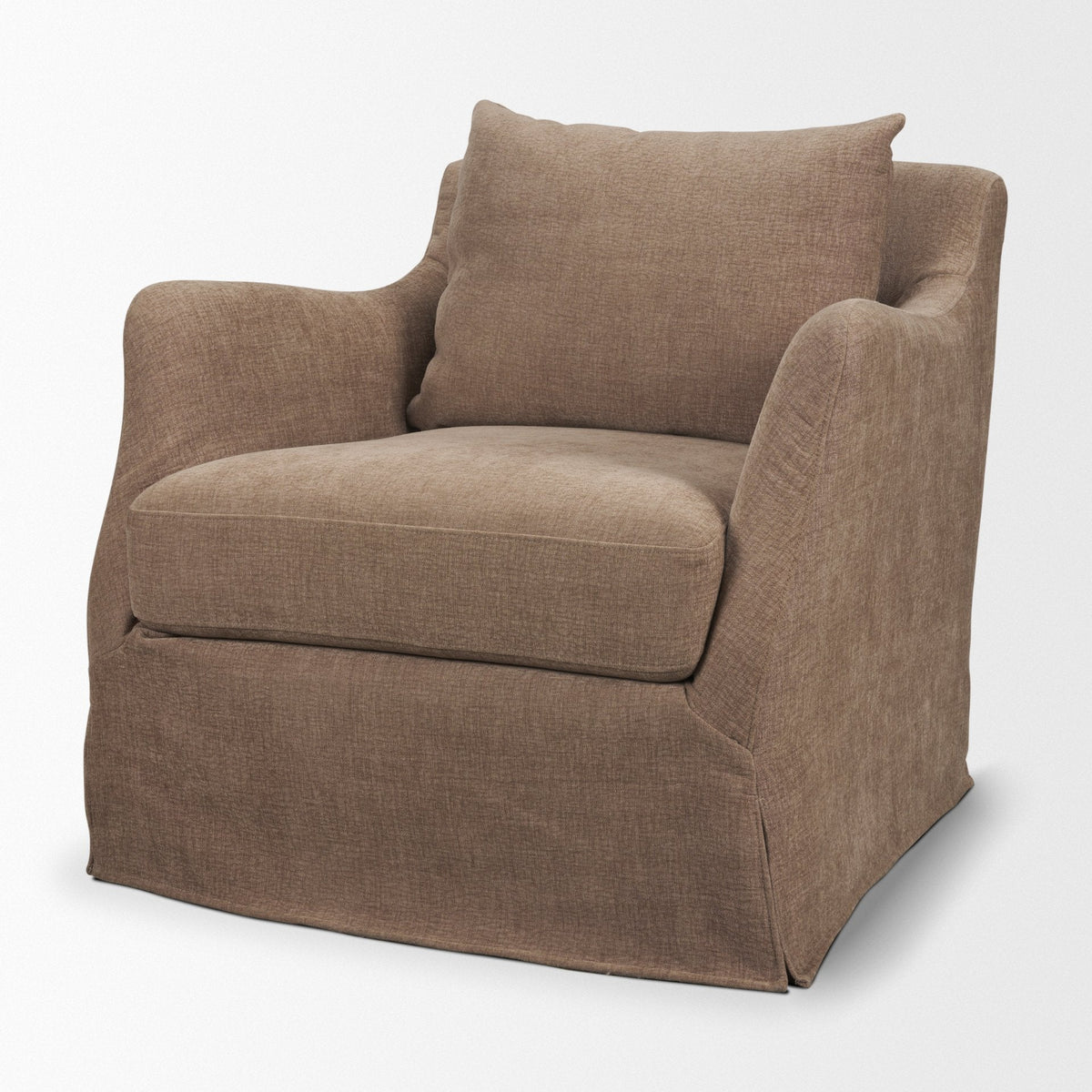Ellington Slipcovered Slope Arm Accent Chair | Stonewashed Latte Fabric by Mercana at Eve Furniture
