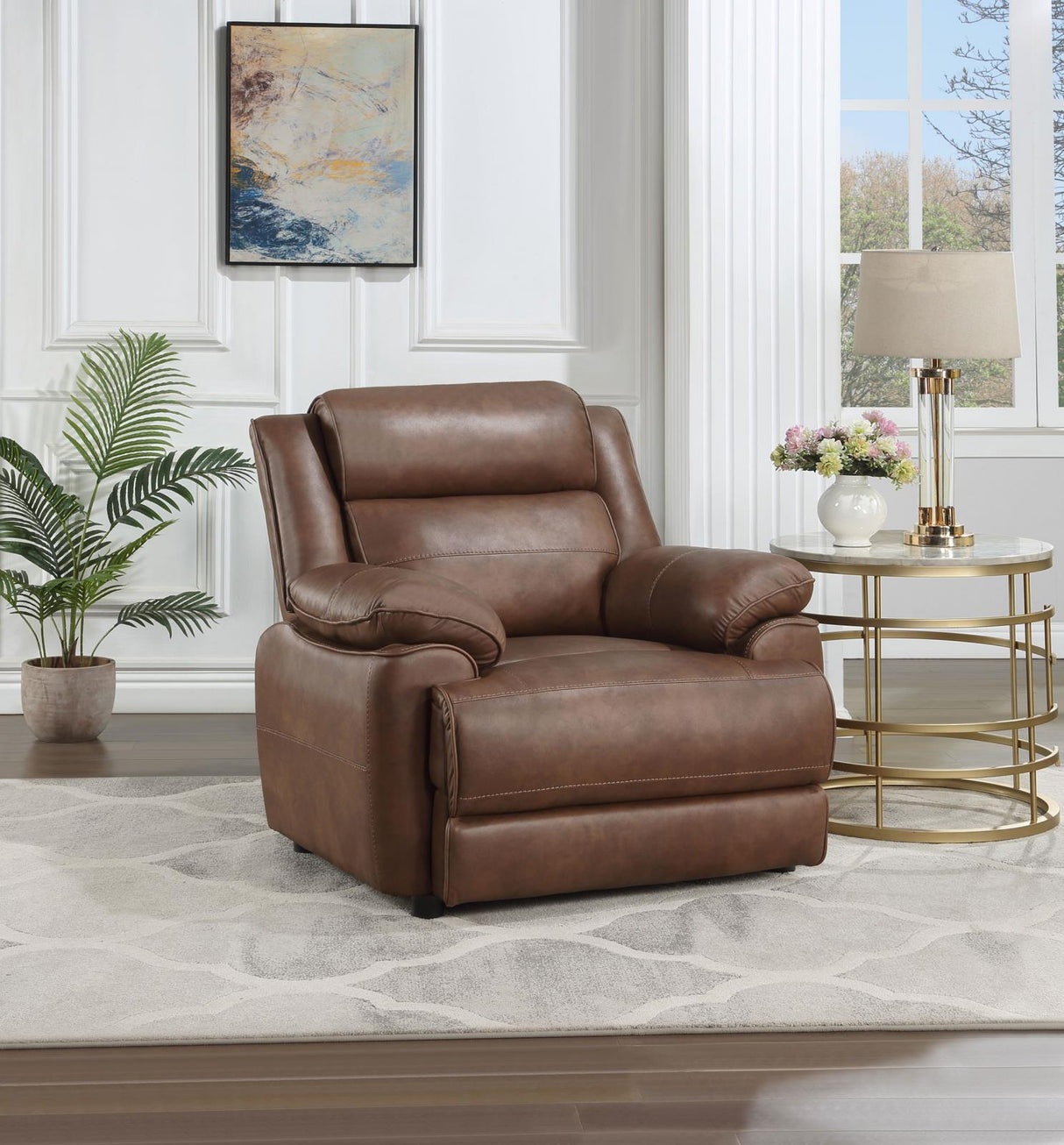 Ellington Dark Brown Upholstered Padded Arm Accent Chair