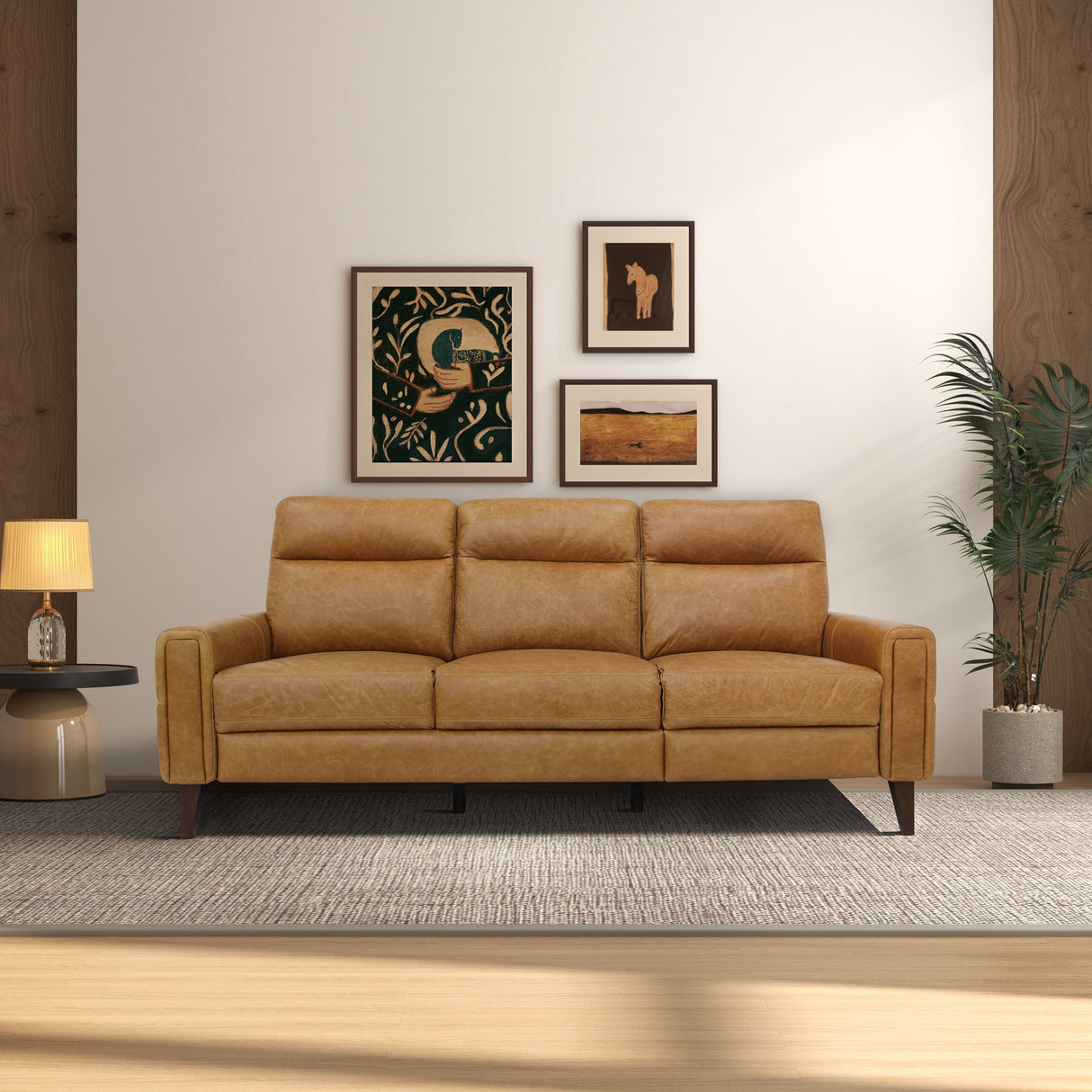 Elliot Incliner Sofa Left - Waxy Tan Leather by Ashcroft Furniture at Eve Furniture