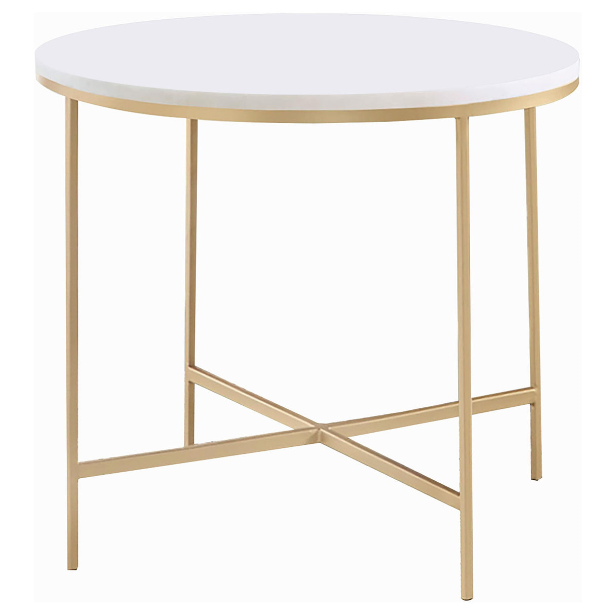 Ellison White and Gold 2-Piece Round Marble Coffee and End Table Set by Coaster at Eve Furniture