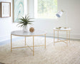 Ellison White and Gold 2-Piece Round Marble Coffee and End Table Set by Coaster at Eve Furniture