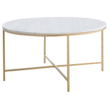 Ellison White and Gold 3-Piece Round Marble Coffee and End Table Set by Coaster at Eve Furniture