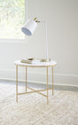 Ellison White/Gold Round X-cross End Table by Coaster at Eve Furniture
