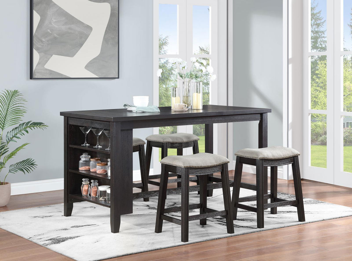 Elliston Dark Grey/Beige 5-Piece Rectangular Counter Height Dining Set