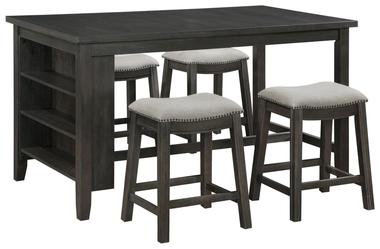 Elliston Dark Grey/Beige 5-Piece Rectangular Counter Height Dining Set