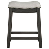 Elliston Backless Counter Height Saddle Bar Stool Dark Grey and Beige (Set of 2)