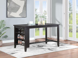 Elliston Rectangular Counter Height Dining Table with Storage Shelves Dark Grey