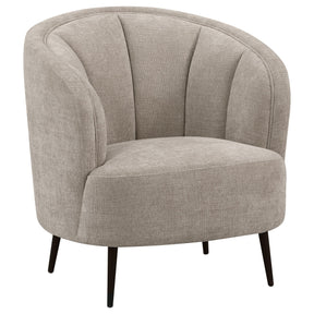 Ellorie Beige Upholstered Channel Back Curved Chair by Coaster at Eve Furniture