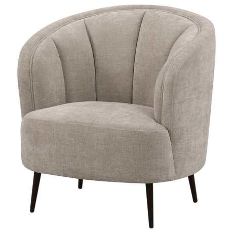 Ellorie Beige Upholstered Channel Back Curved Chair by Coaster at Eve Furniture