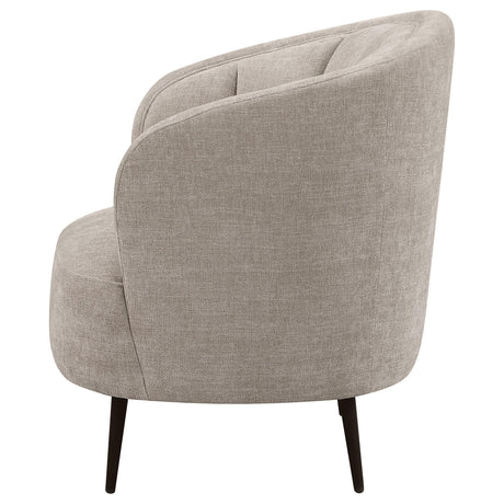 Ellorie Beige Upholstered Channel Back Curved Chair by Coaster at Eve Furniture
